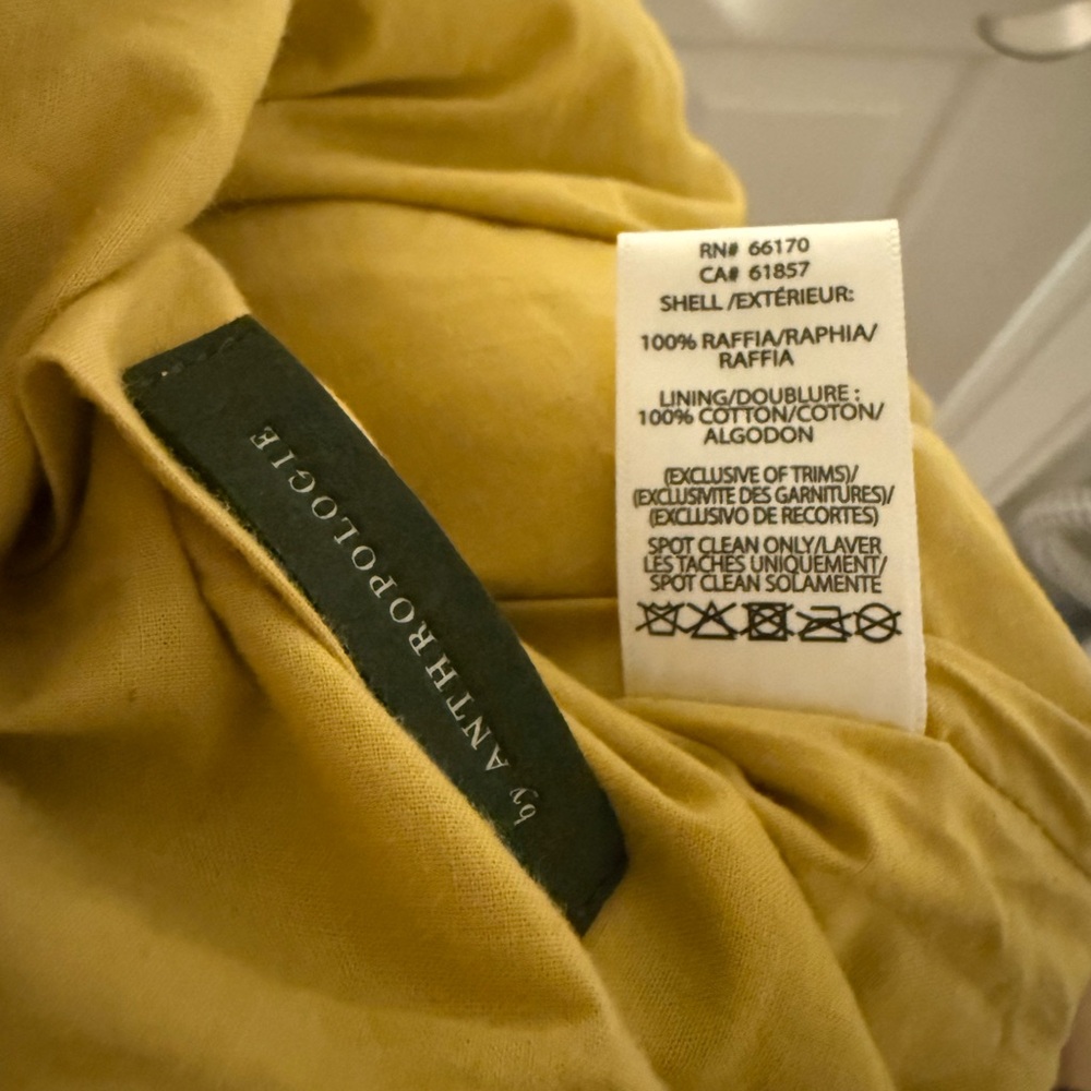 Anthropologie Rosalita Rafia Yellow Fringe Tote Bag - Picture 12 of 16
